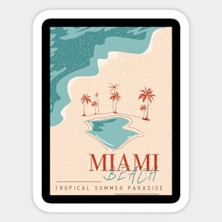 Miami Beach Retro wave Typographic poster Sticker